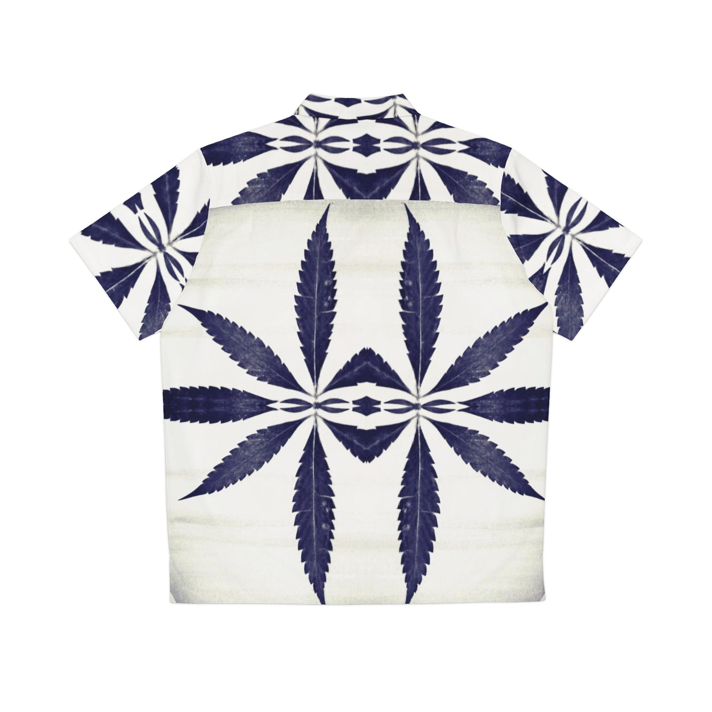 Men's Hawaiian Shirt Blue Fan Leaf Button Up Shirt