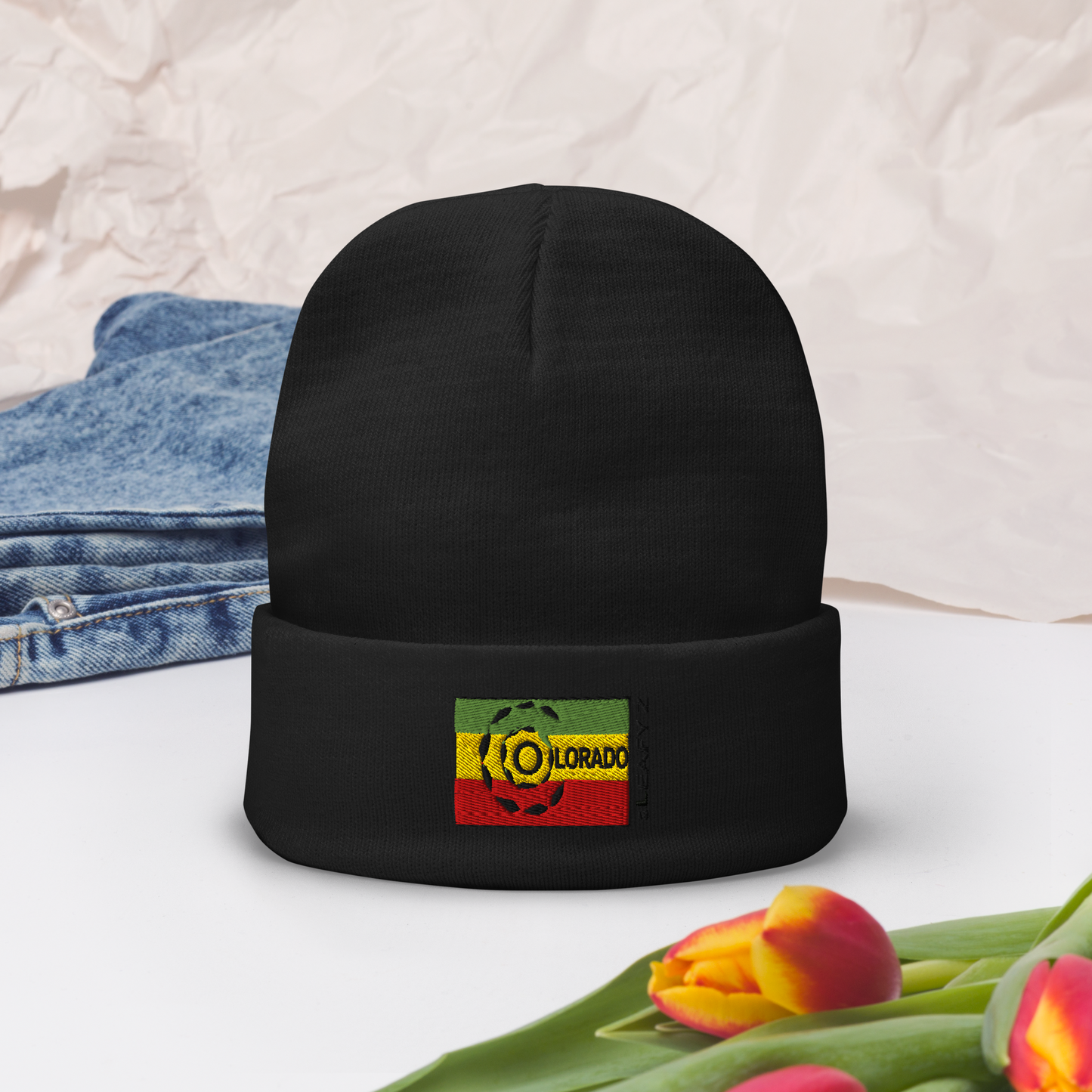 Embroidered Beanie Rasta Beanie LeafyZ
