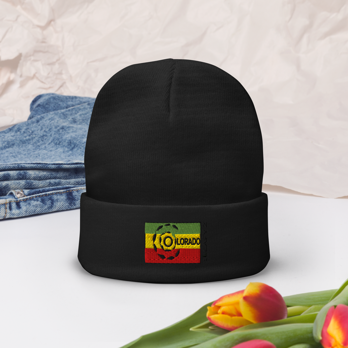 Embroidered Beanie- Rasta Beanie LeafyZ 2025