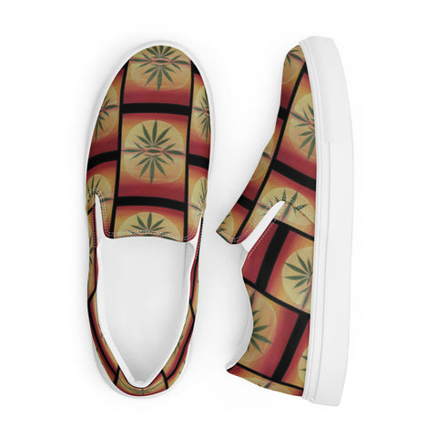 Pothead men’s orange sunrise slip-on canvas shoes