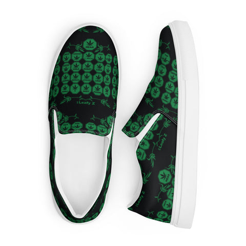 Pothead men’s green pot signs slip-on canvas shoes