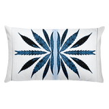 Blue Abstract Pot Leaf Art Rectangular Pillow