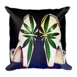 Pot Leaf High Heels Throw Pillow