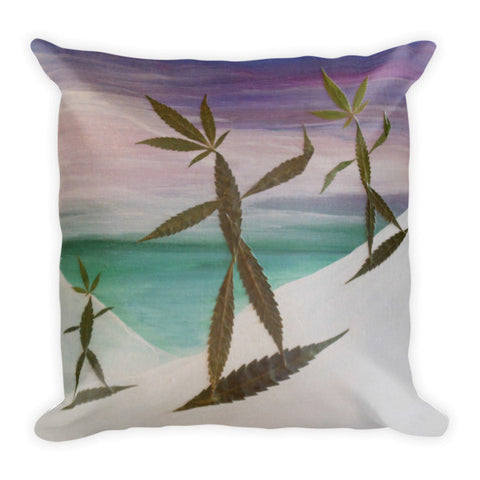 Leafy Z Designer Pothead Pillow  Cannabis Leaf Snowboarders