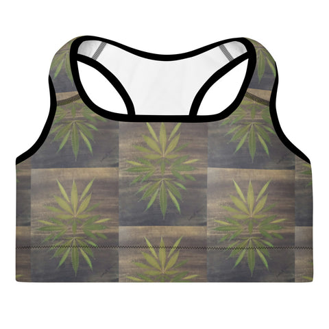 Pot Leaf Cannamo Designed Padded Sports Bra Leafy Z Designs