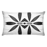 Leafy Z Designer Pothead Pillow Black and White  Cannabis Leaf Art