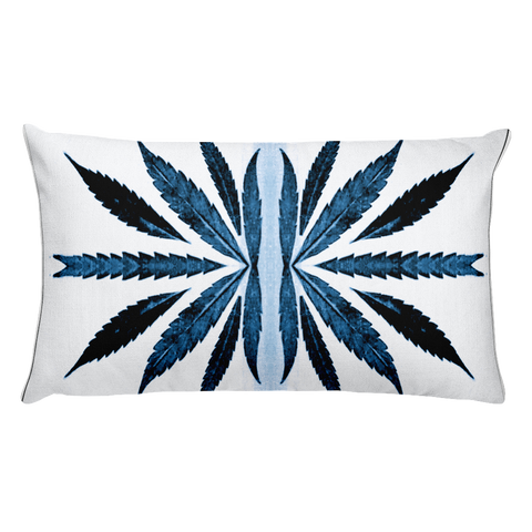 Blue Abstract Pot Leaf Art Rectangular Pillow