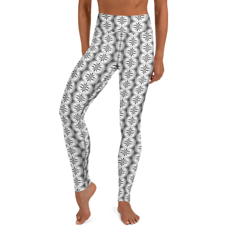 Pot Leaf Design Black And White Yoga Leggings