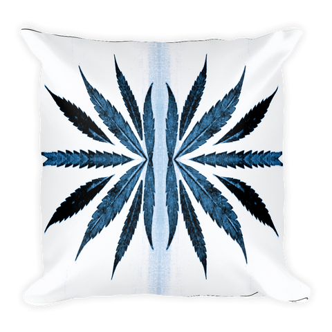 Blue Abstract Pot Leaf Throw Pillow