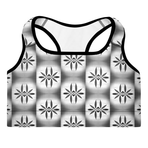 Pot Leaf Black and White Padded Sports Bra Leafy Z Designs