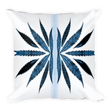 Blue Abstract Pot Leaf Throw Pillow