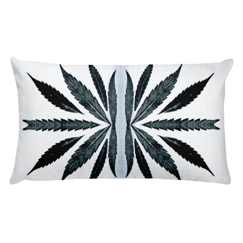 Black Abstract Pot Leaf Art Rectangular Pillow